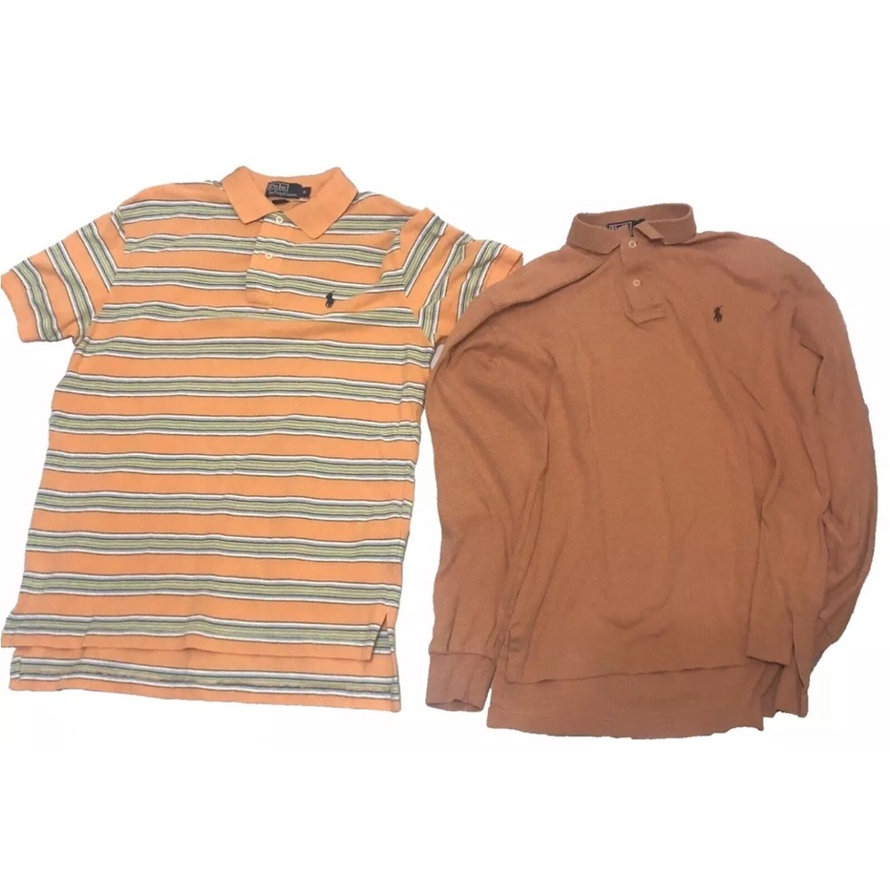 Lot of 2 Polo Ralph Lauren Golf Shirt Short Sleeve/ Long Sleeve Orange Size M